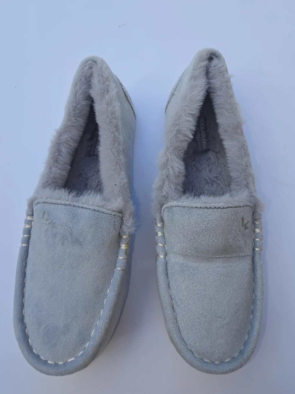 Koolaburra ByUGG Kids Faux-Fur Lined Slip-On Suede Moccasin Loafers - Light Blue